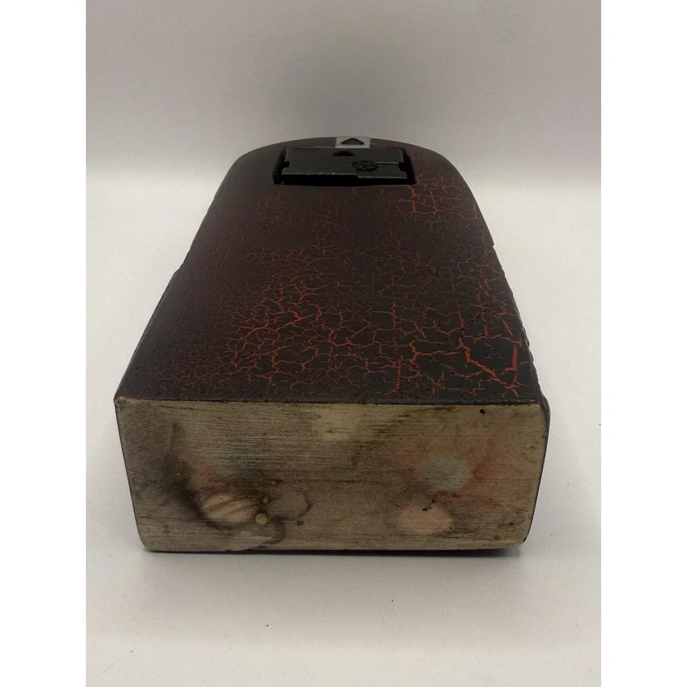Vintage Artisan Mantel Clock Black Red Crackle Finish Quartz Studio Art Lava